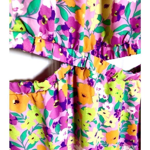 SANCTUARY - 🎉HPx2🎉 NWT - L XL Chiffon Floral Blouson Sleeve Cut-Out Mini Dress - Picture 7 of 16